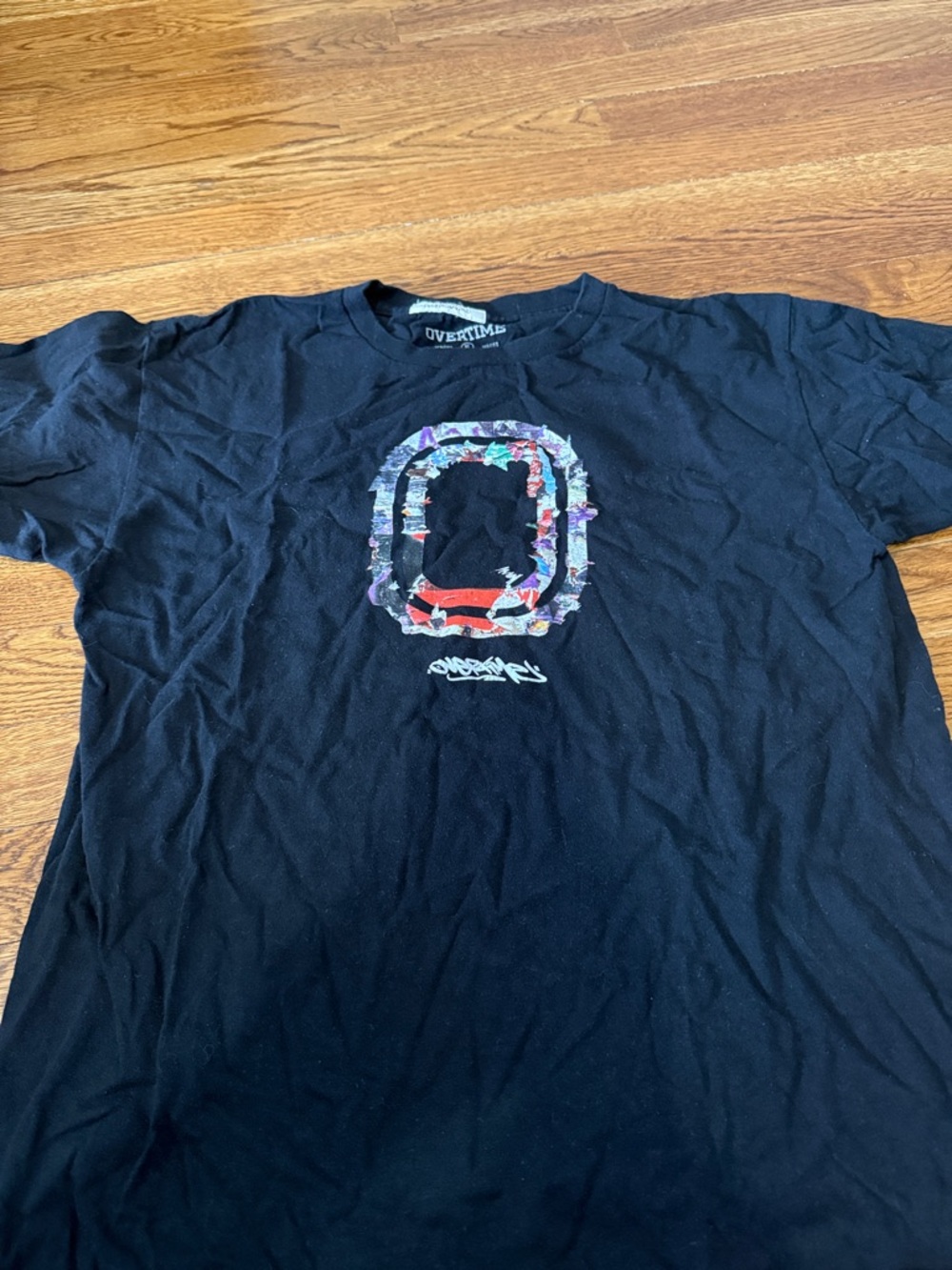 Overtime Black Short Sleeve Tee with Floral 'O' Graphic